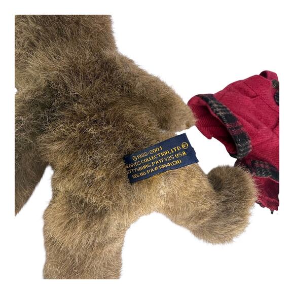 Boyds Bears Best Dressed TEDDY BEAR 10” Joel D Bearsley Red Plaid Overalls VTG - Picture 6 of 7